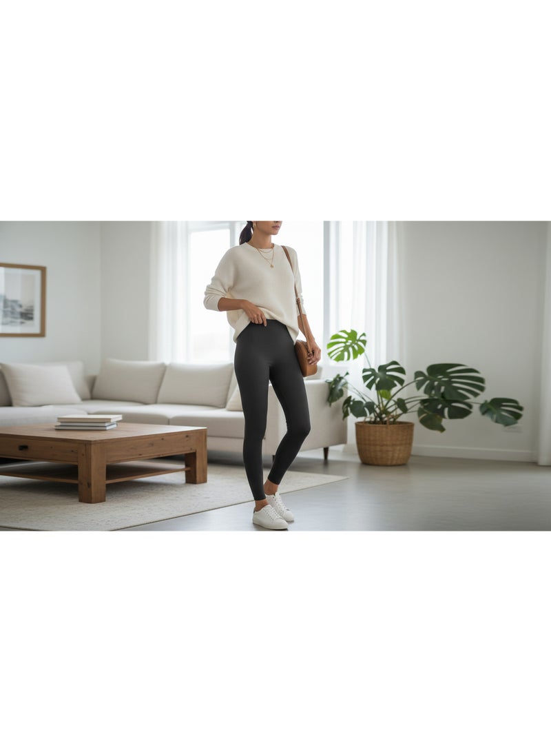 Mariposa Women’s Lightweight Soft Cotton Stretchable Long Inner Pant Everyday Wear  Black Pack of 6 - Image 5